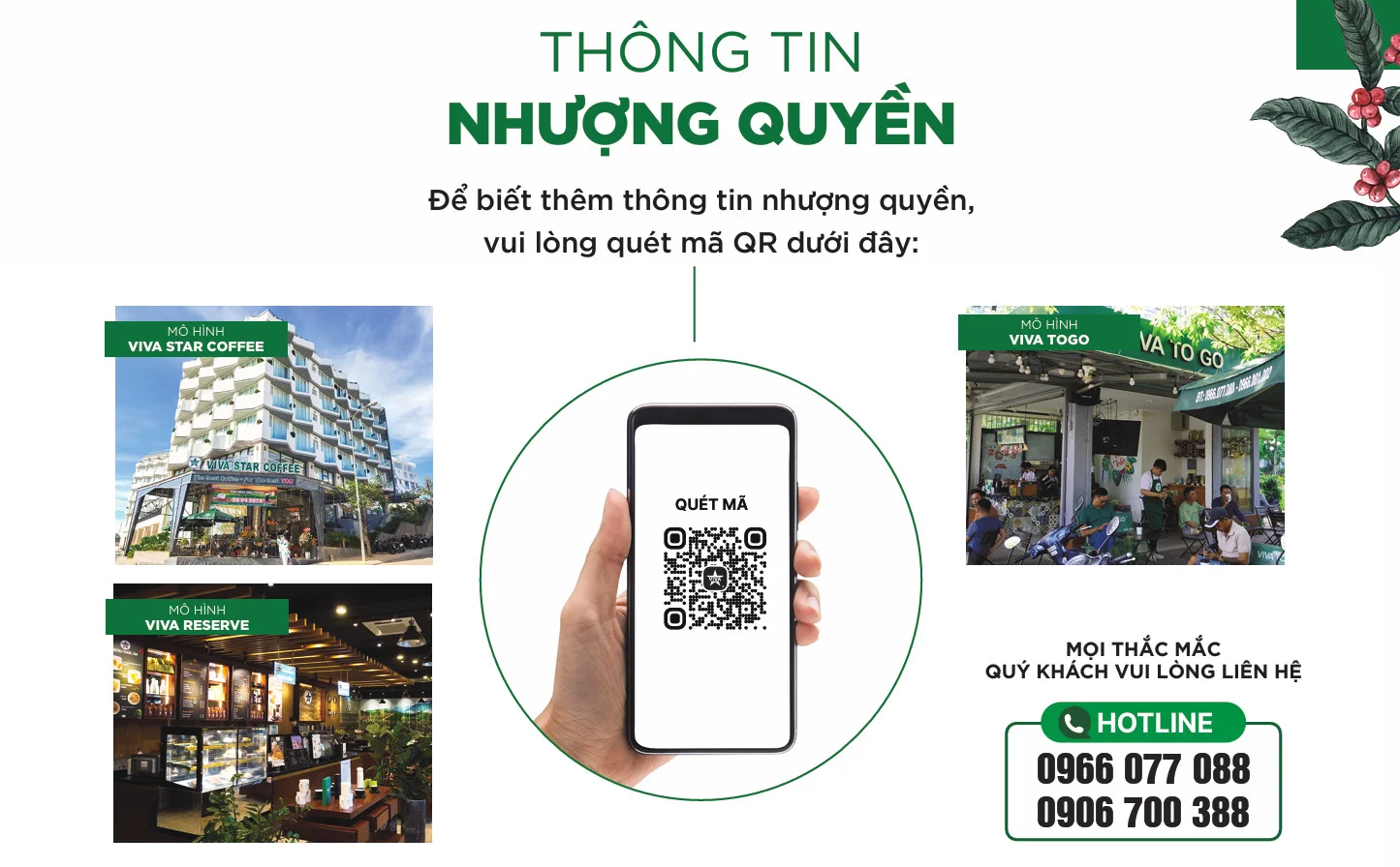 Thông tin nhượng quyền Viva Star Coffee - Hotline 0966 077 088 - 0906 700 388
